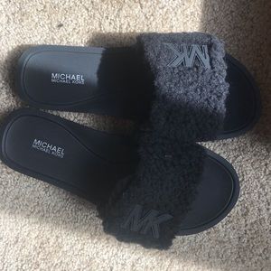 BRAND NEW Michael Kors Fuzzy Slides